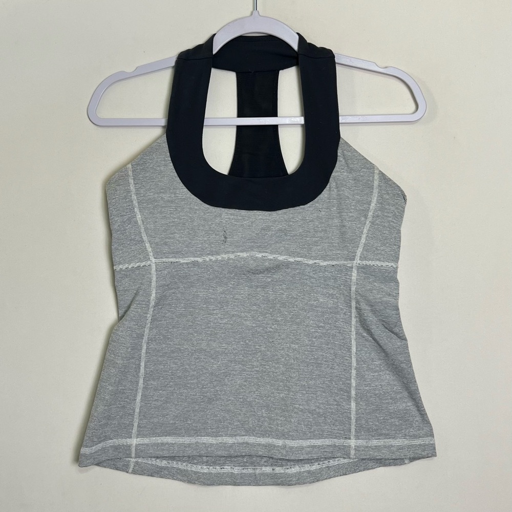 Lululemon Scoop Neck Tank Heathered Coal Size 10 Y2K Yoga Pilates Luon Racerback